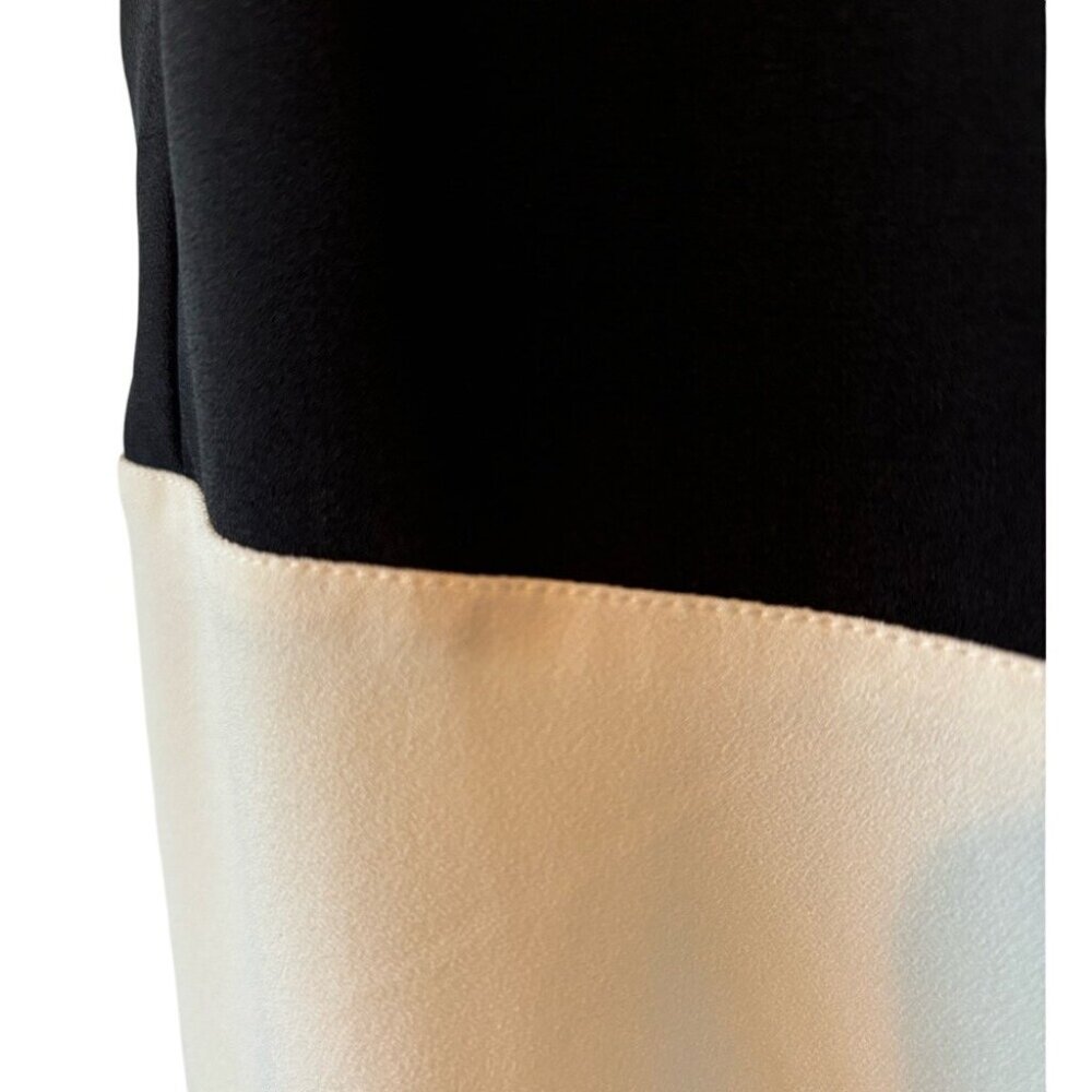 Halogen Black Cream Colorblock Sleeveless Blouse Asymmetrical Hem, Medium - Picture 3 of 4